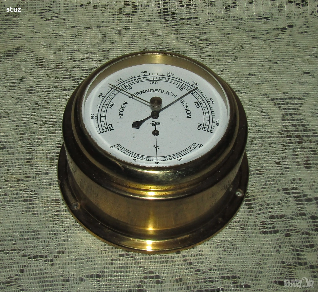 Двоен уред за стена, барометър - термометър , снимка 1