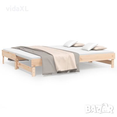 vidaXL Разтегателна кушетка, 2x(100x200) см, борово дърво масив(SKU:823374, снимка 1