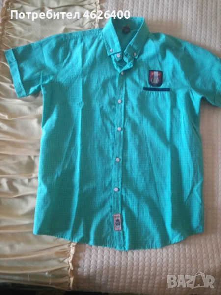 Продавам детска зелена ризка на черни точици маркова, снимка 1
