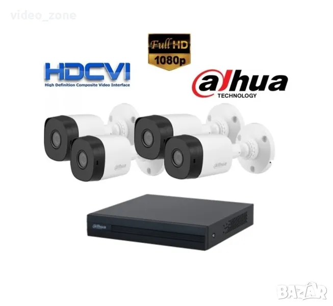 Комплект DAHUA FullHD - DVR + 4 броя 1080P булет камери, снимка 1