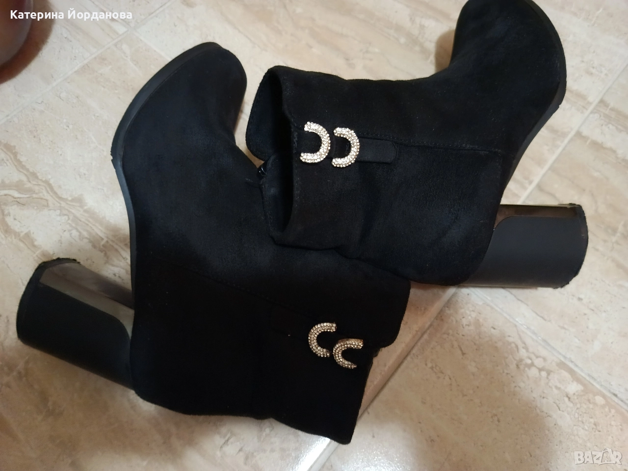 Велурени дамски боти, снимка 1