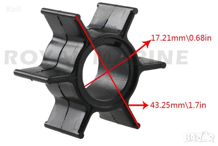 Водна помпа импилер за Tohatsu & за Mercury 25/30/40HP 345-65021-ос17,2 диа,43,3 Н 20,2 мм,, снимка 1