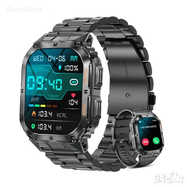 Смарт часовник AMYMAT K61 Pro Big Square, AMOLED 1.96 Inch Military, снимка 1