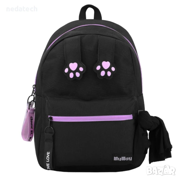 Ученическа раница My Way с бандана, Черен, 30x15x41 см., снимка 1