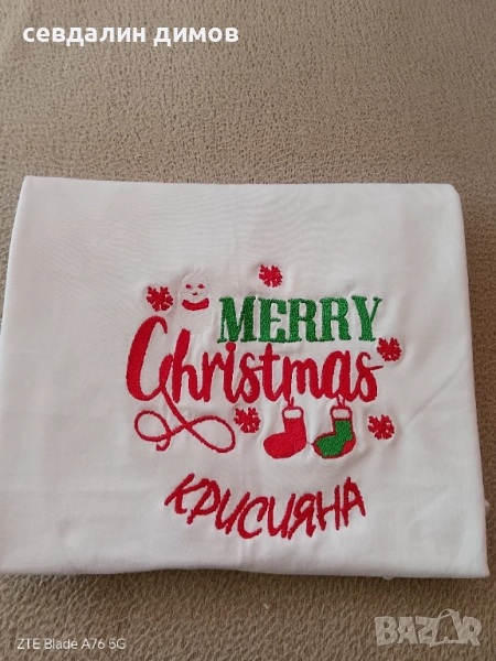 Коледна тениска с бродерия, снимка 1