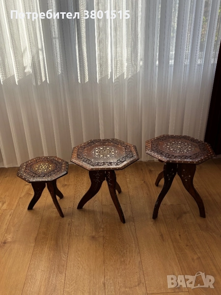 Масички с дърворезба и камъни, снимка 1