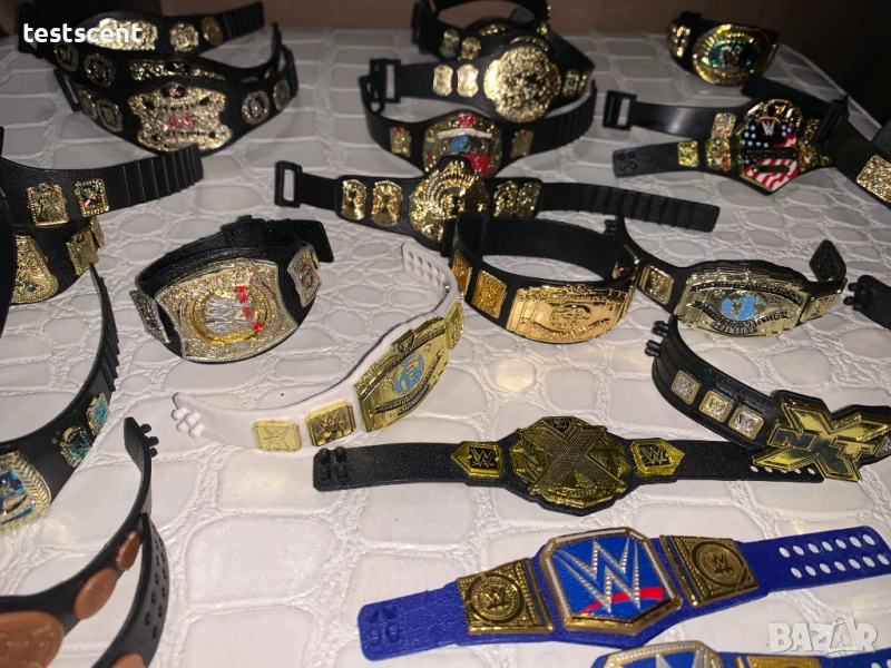 Шампионски колани пояси за WWE екшън фигурки action figure title belts championships вие си избирате, снимка 1
