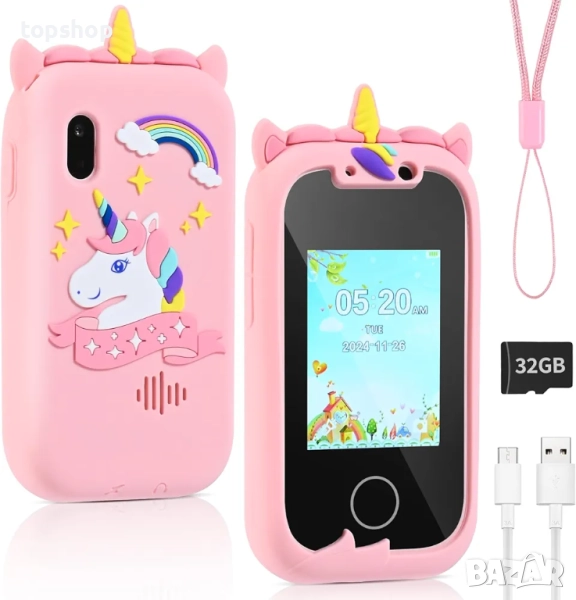 Нов, проверен мобилен телефон с 32 GB SD карта за деца над 3 години,тематични различни видове..., снимка 1