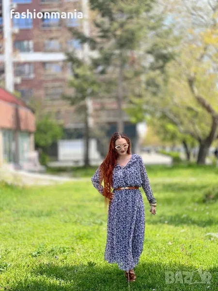Винтидж Бохо рокля в люляков принт, снимка 1