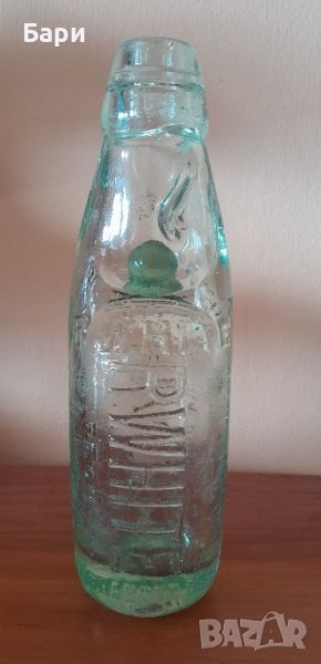 Старо стъклено шише с топче, снимка 1