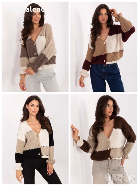 Дамски овърсайз пуловер/жилетка с копчета, 4цвята , снимка 1