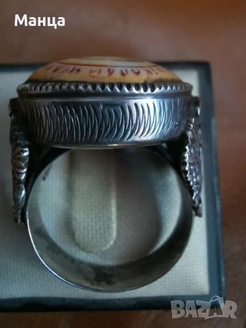 Сребърен 84 пръстен царска Русия с емайл, снимка 4 - Пръстени - 52115811