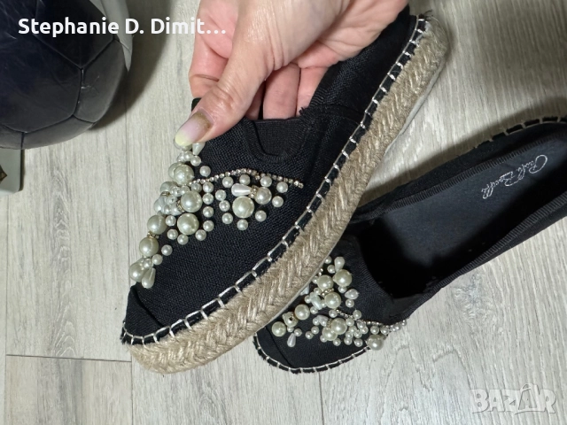 Еспадрили с камъни и перли, снимка 3 - Дамски ежедневни обувки - 52448975