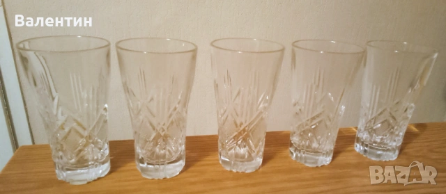 Лот от 5 руски кристални чаши за ракия