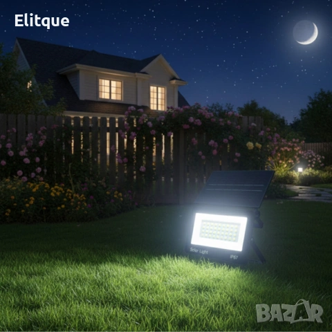 Соларна лампа COBA CB-LD180 (126 LED) — мощен външен прожектор със сензор за здрач, IP67, снимка 2 - Соларни лампи - 53354378