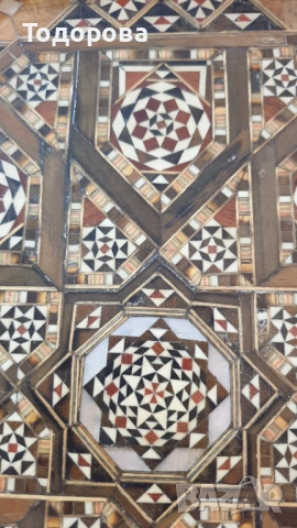  Старинна табла от екзотична дървесина и уникална интарзия, снимка 3 - Антикварни и старинни предмети - 53659282