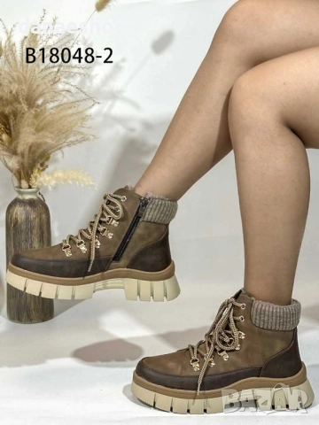 Дамски спортни боти с грайфер в кафяво , снимка 5 - Дамски боти - 52534814