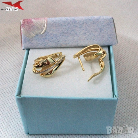 Обеци с 14К златно покритие 2141859, снимка 2 - Обеци - 53400358