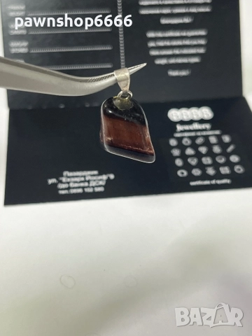 Висулка с Тигрово око и сребърна халка, снимка 5 - Колиета, медальони, синджири - 52663114