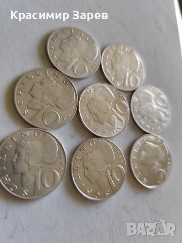 Сребро,10 шилинга, различни години, Австрия, всяка с тегло 7.50 гр., проба 640/1000, снимка 1 - Нумизматика и бонистика - 46462161
