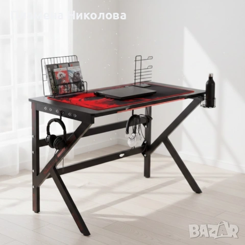 Геймърско компютърно бюро с RGB LED осветление, снимка 3 - Бюра - 53253664