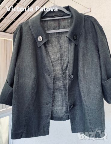 Ленено лятно яке кроп GERRY WEBER , снимка 6 - Блузи с дълъг ръкав и пуловери - 46432981