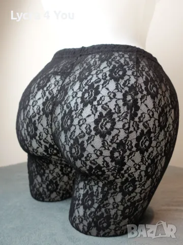 Calzedonia S/M черен дантелен чорапогащник с черен ръб по краката, снимка 5 - Бельо - 50382479