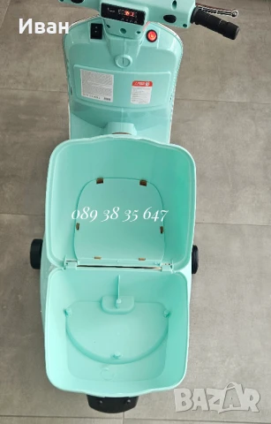 ТОП ЦЕНА!НОВО!Детски акумулаторен мотор Vespa GTS Super с 12V батерия,кожена седалка, снимка 7 - Коли, камиони, мотори, писти - 50612856