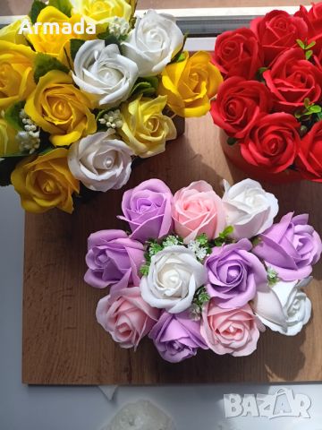 Букети с рози от пластичен сапун , снимка 2 - Декорация за дома - 45457464