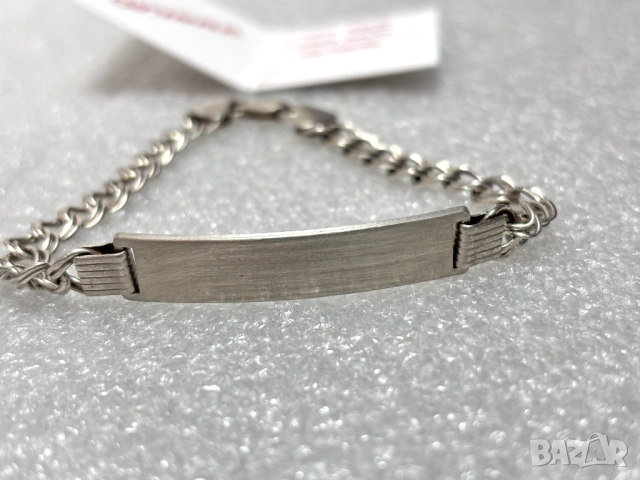 Сребърна Гривна с плочка (проба 925)- 13,00 грама, снимка 3 - Гривни - 52156111