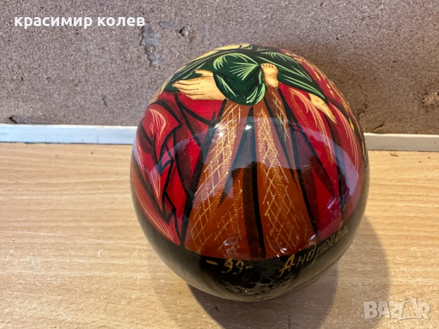 голямо дървено рисувано руско яйце"Богородица с младенеца"/, снимка 5 - Антикварни и старинни предмети - 52924609