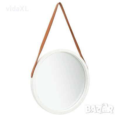 vidaXL Стенно огледало с каишка, 50 см, бяло(SKU: 320364, снимка 1 - Огледала - 46239672