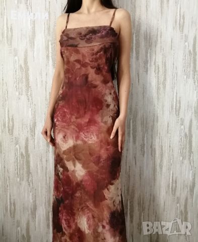Винтидж дълга рокля с флорални мотиви р-р M (EU 38), снимка 1 - Рокли - 45798362