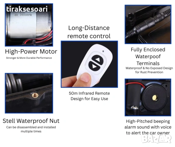 SMART Скоба за паркомясто с мощен мотор и 4×3000 mAh батерии, снимка 6 - Аксесоари и консумативи - 53624927