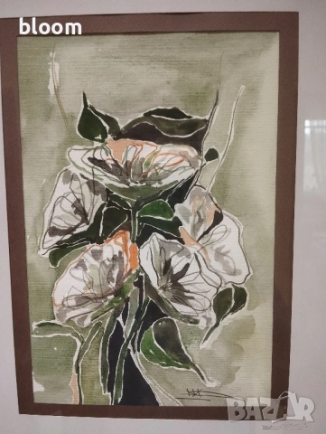 Акварел-Цветя, снимка 4 - Картини - 52195340