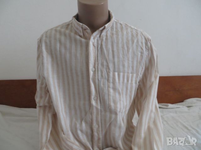 Мъжка риза с дълъг ръкав от лен H&M, снимка 1 - Ризи - 46215359