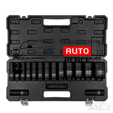 Комплект дълбоки ударни вложки 12-стенни 1/2″ (10 – 36 мм) 15 части JCB, снимка 3 - Други инструменти - 53885650