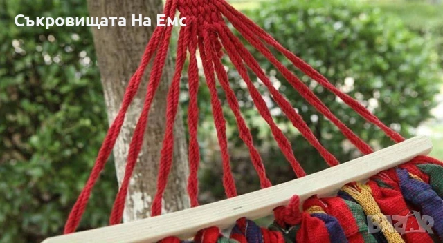 Градински Хамак 🌴🌴 200см Х 80см с Дървени Рейки, снимка 4 - Градински мебели, декорация  - 53714669