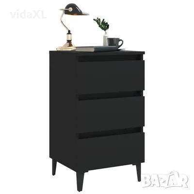 vidaXL Нощни шкафчета с метални крака, 2 бр, черни, 40x35x69 см(SKU:805908), снимка 3 - Шкафове - 48438747