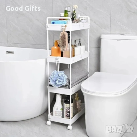 Компактна Дизайнерска Количка-Етажерка на 3 Нива – Сбогом на Хаоса в Банята и Кухнята!, снимка 3 - Други стоки за дома - 53282297