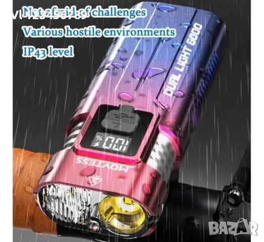 LED фенер за велосипед SM-220, фар за колело, акумулаторен, дисплей, 4 режима, IP43, 10W, снимка 3 - Къмпинг осветление - 53807163
