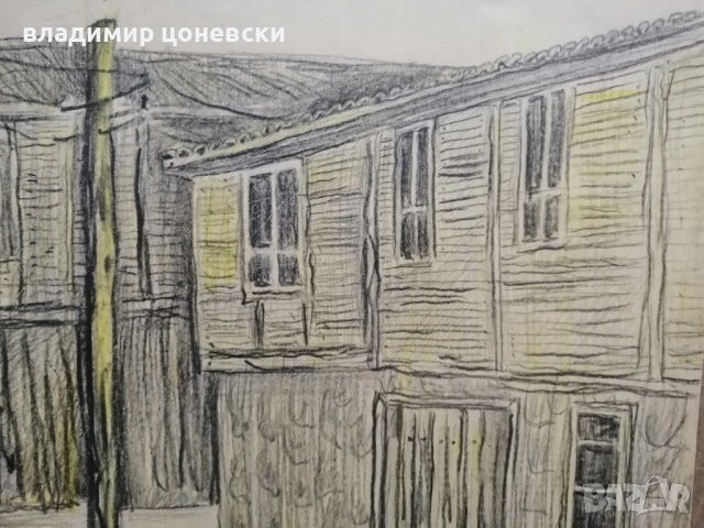 Васил Стоилов,рисунка с молив,графика,стара картина, снимка 3 - Картини - 54136581