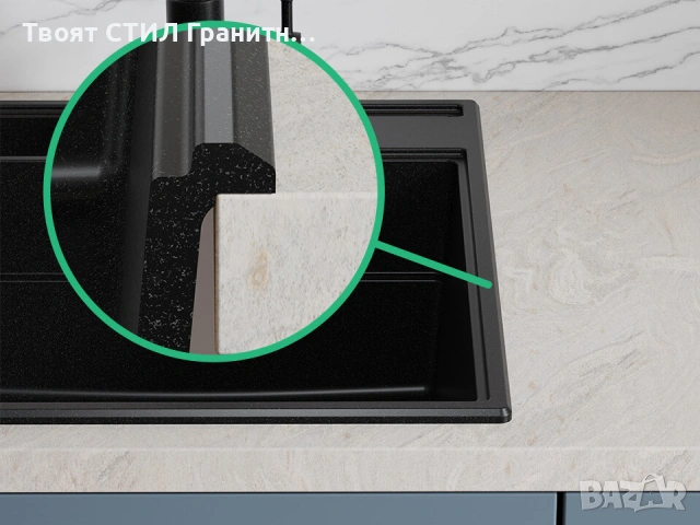 Черна гранитна кухненска мивка Сидни 620-45 Pocket Ergo Multilevel, снимка 9 - Мивки - 53813012