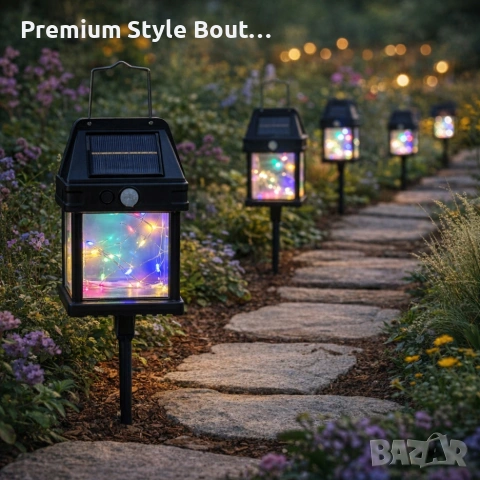 Градиска соларна лампа с декоративни Led лампички Fairy lights - мека, цветна светлина, снимка 2 - Соларни лампи - 53813217