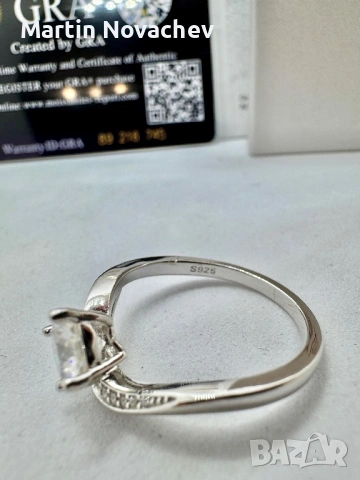 Сребърен пръстен с мойсанит (Диамант) 1 карат, снимка 9 - Пръстени - 54152340
