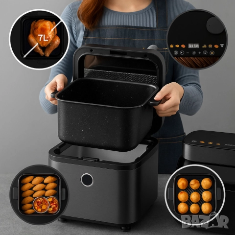 Midea DualTaste Air Fryer MF-CY75C2 – 7L капацитет, JuicyLock технология, снимка 7 - Друга електроника - 51858955