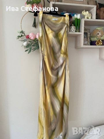 Дълга елегантна жълта ежедневна официална рокля вискоза , снимка 8 - Рокли - 45654338