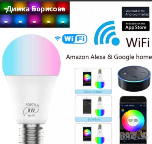 Интелигентна WiFi,smart , LED крушка ,с достъп за управление, снимка 5 - Крушки - 48048995