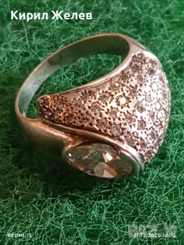 Сребърен пръстен модерен артистичен дизайн Swarovski прелестен 28537, снимка 6 - Пръстени - 52909696