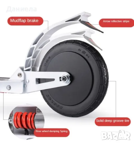 Сгъваема електрическа тротинетка с 8 инча гуми и скорост до 15 км./час SCOOTER5, снимка 10 - Други спортове - 50260216